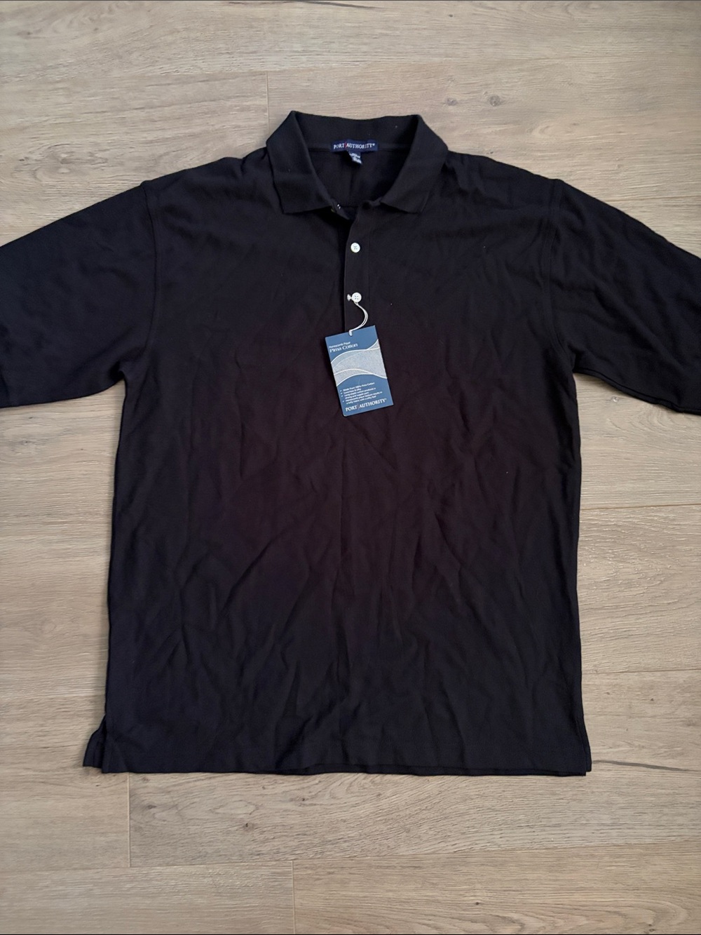 Port Authority Black Short-Sleeve Polo with Two-Button Placket